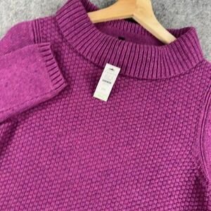 Talbots Sweater Womens Petite Medium Purple Mock Neck Tunic Button Hem Knit